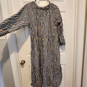 Black and White Gingham Dress with Yellow Accents